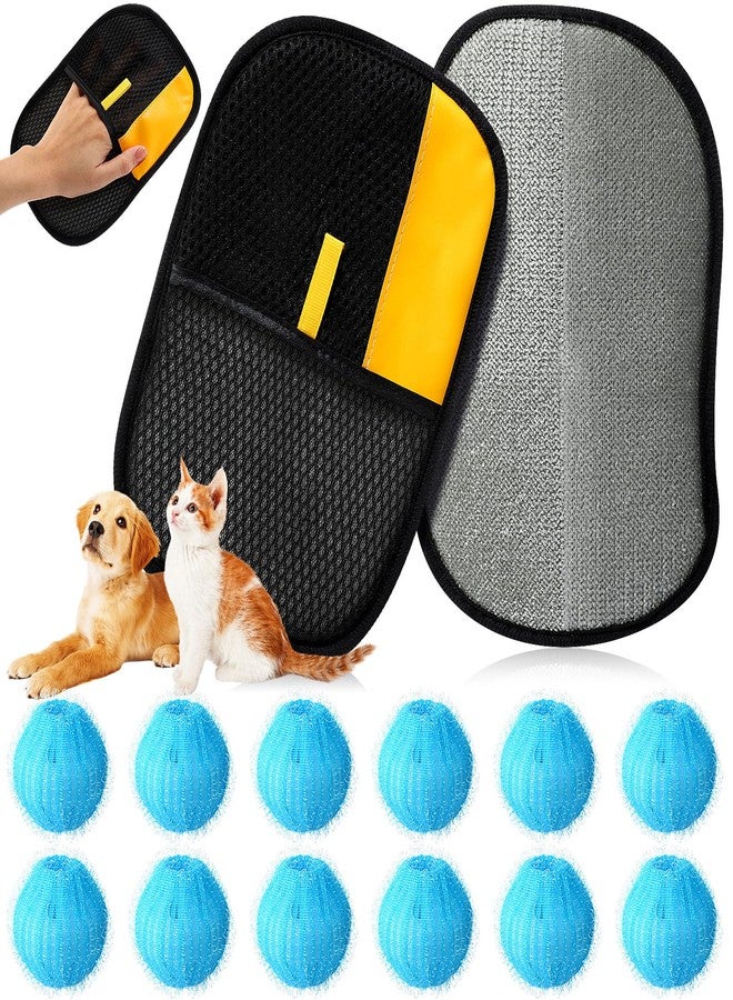 Ferrochef 14 Pcs Pet Hair Remover Tool Set Including 2 Removal Gloves and 12 Laundry Catchers Reusable Pet Hair Remover for Furniture Car Couch Clothe Bedding - Image 1